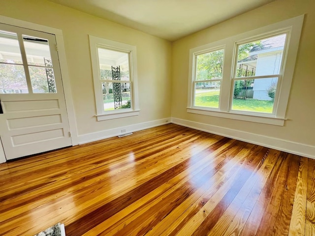 interior space with light hardwood / wood-style floors