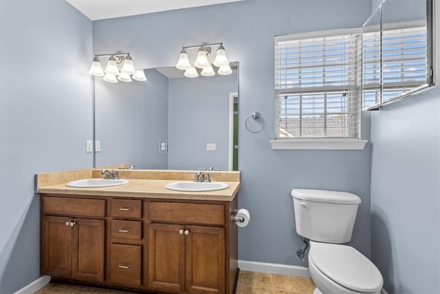 bathroom with tile patterned floors, vanity, and toilet