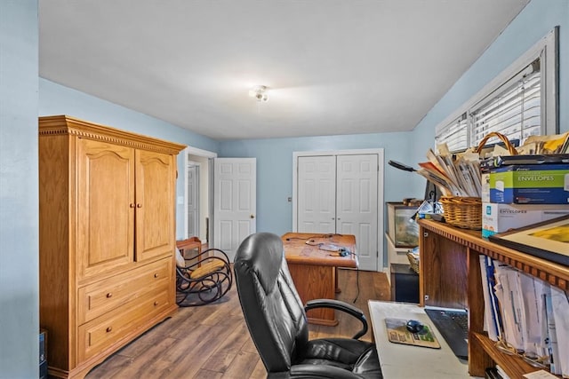 office featuring hardwood / wood-style floors