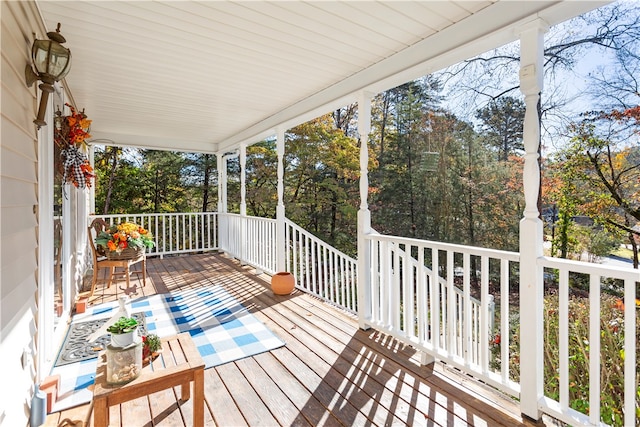 wooden terrace with covered porch