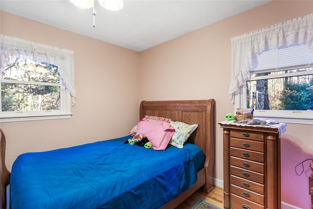 bedroom featuring light hardwood / wood-style floors