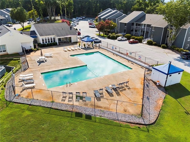 view of pool featuring a patio area