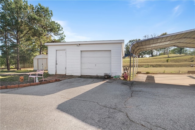 garage with a carport