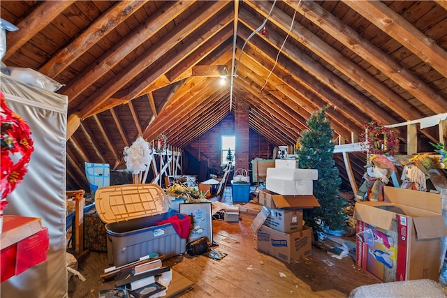 view of unfinished attic