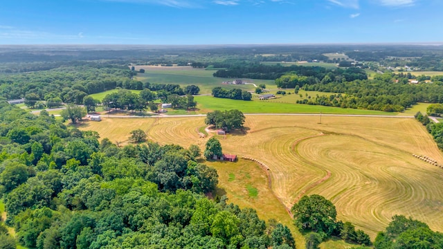 birds eye view of property with a rural view