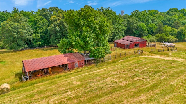 bird's eye view featuring a rural view