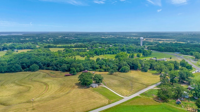 aerial view featuring a rural view