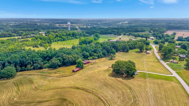 birds eye view of property featuring a rural view