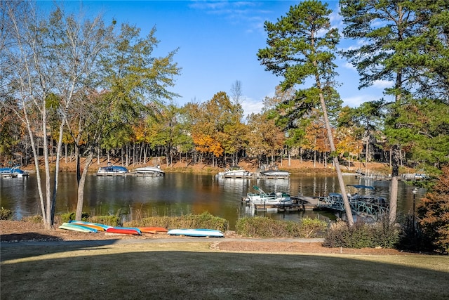 view of dock featuring a water view