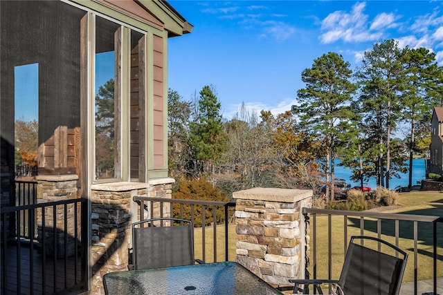 balcony with a water view