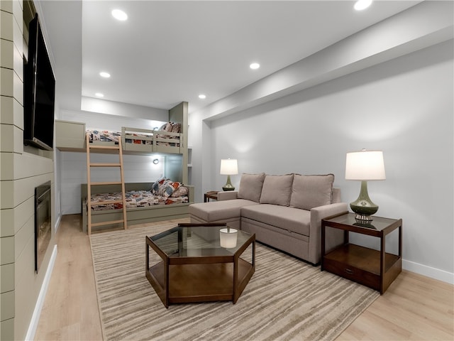 living room featuring light hardwood / wood-style floors