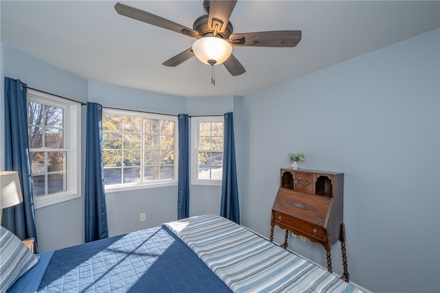 bedroom featuring ceiling fan