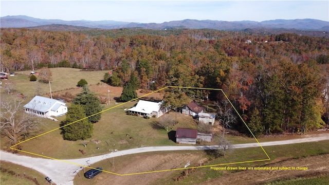 bird's eye view featuring a mountain view