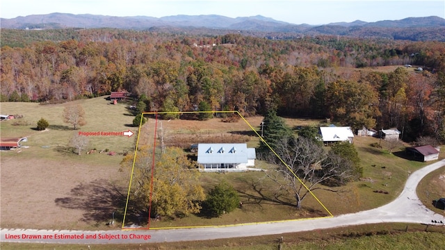 aerial view with a mountain view