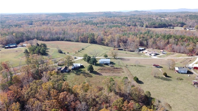 birds eye view of property featuring a rural view