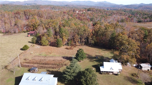 drone / aerial view featuring a mountain view