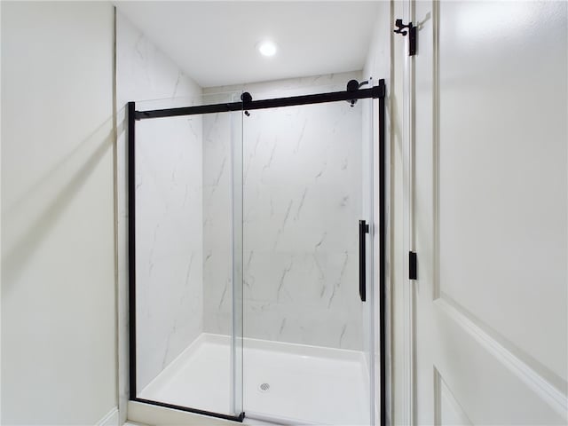 bathroom featuring walk in shower