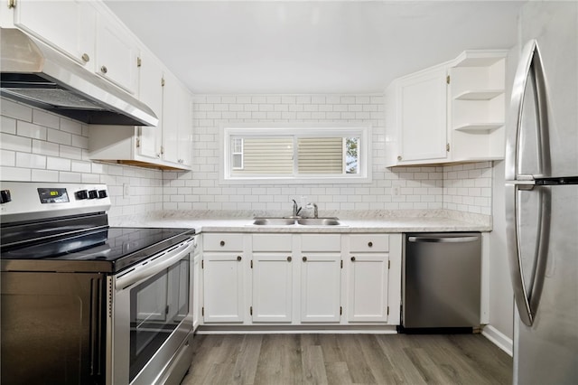 kitchen featuring sink, white cabinets, and stainless steel appliances