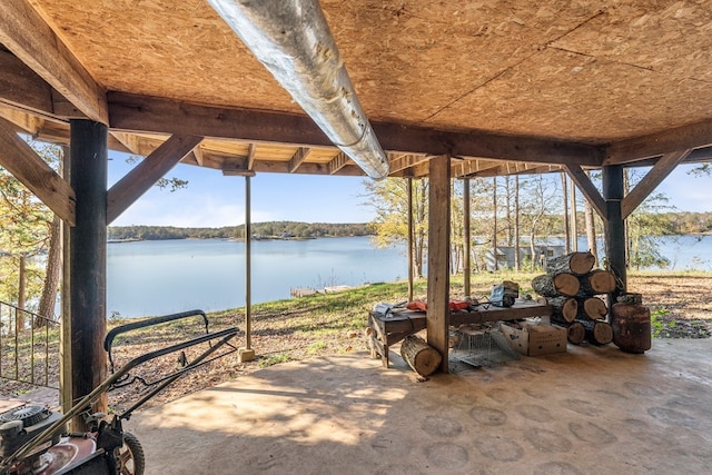 view of patio / terrace featuring a water view