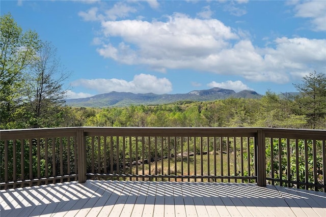 deck with a mountain view