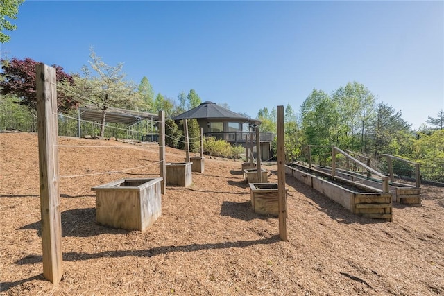 view of play area featuring a gazebo