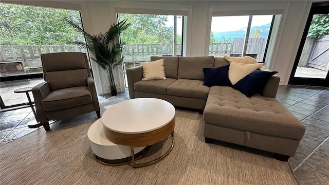 view of tiled living room