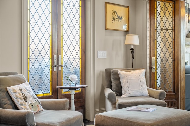 sitting room with french doors