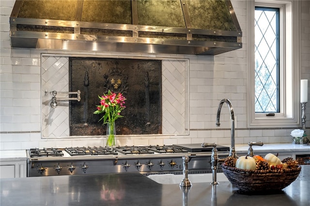 133 Leaping Brook Way, Six Mile, SC 29682 - kitchen with extractor fan and tasteful backsplash
