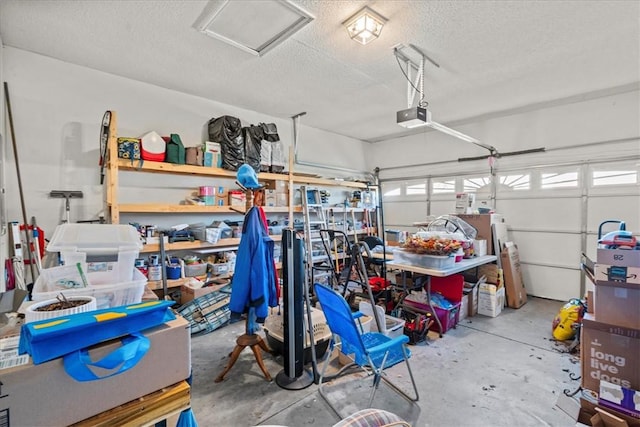 garage with a garage door opener