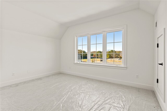 additional living space with light carpet and lofted ceiling