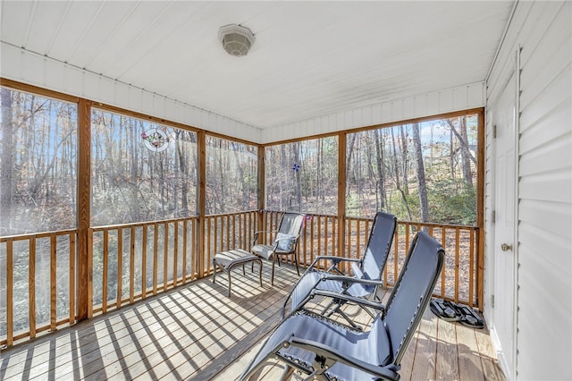 view of unfurnished sunroom