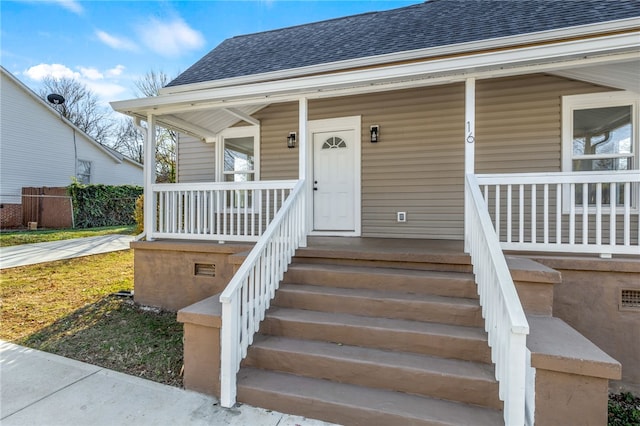 property entrance with a porch