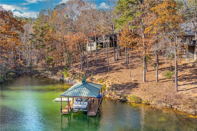 dock area featuring a water view