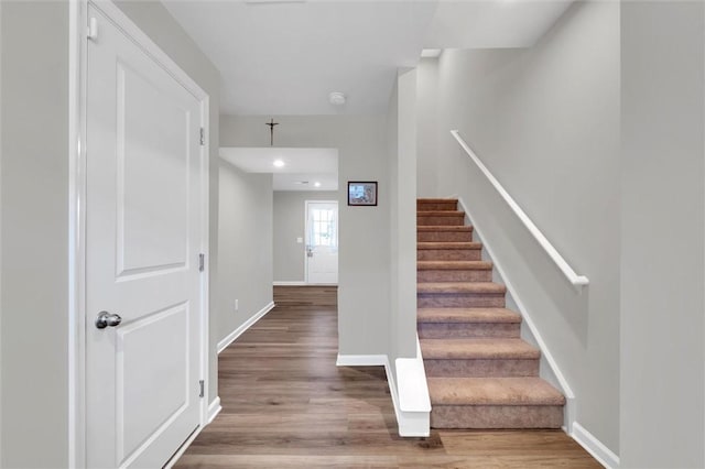 120 Sligh Way, Easley, SC 29642 - staircase featuring wood finished floors and recessed lighting