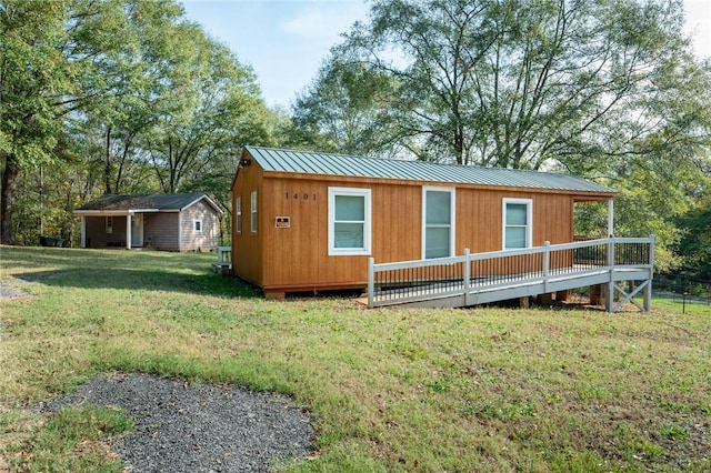 1401 Lebanon Rd, Pendleton, SC 29670 - view of front of property featuring metal roof, a front lawn, and view of wooded area