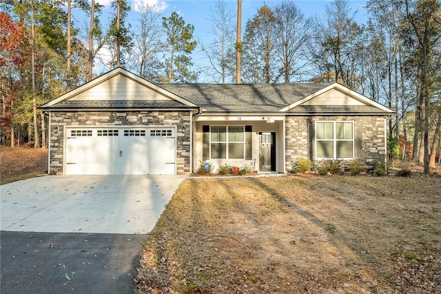 single story home with a garage