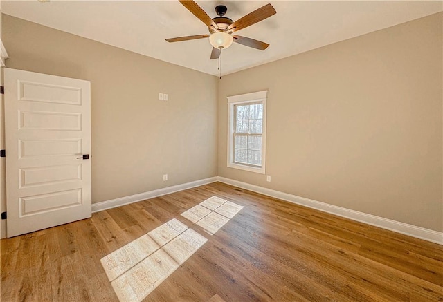 spare room featuring hardwood / wood-style floors and ceiling fan