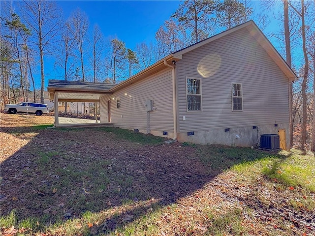 view of home's exterior featuring central AC unit