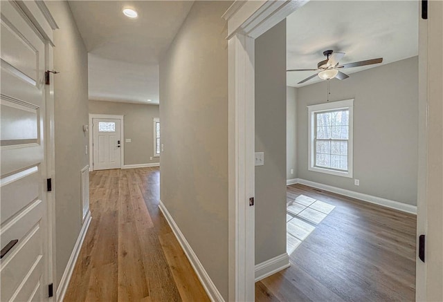 hall featuring light wood-type flooring