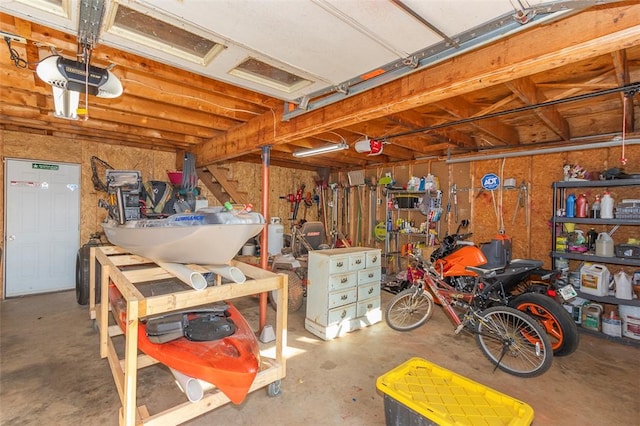 garage with a garage door opener