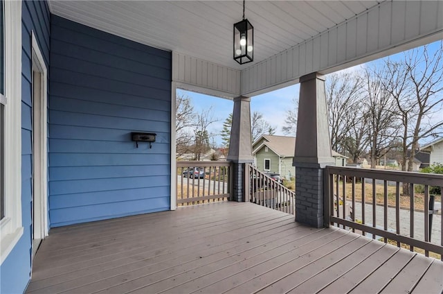 deck with a residential view