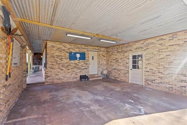 interior space with brick wall