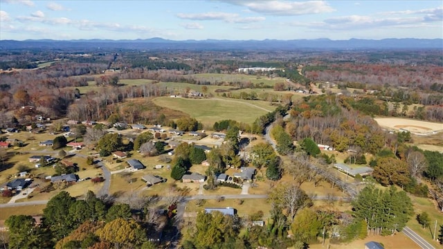 birds eye view of property featuring a mountain view