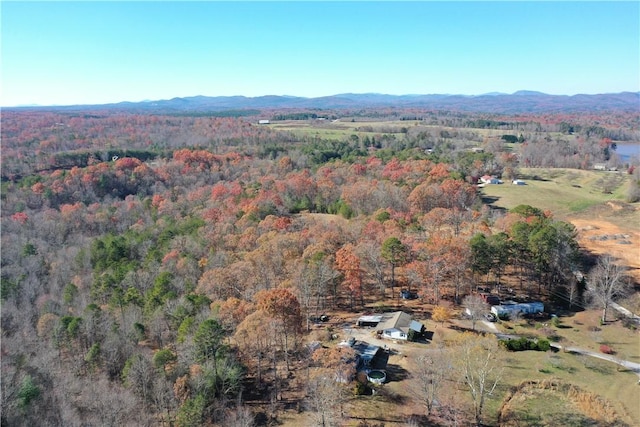 aerial view with a mountain view