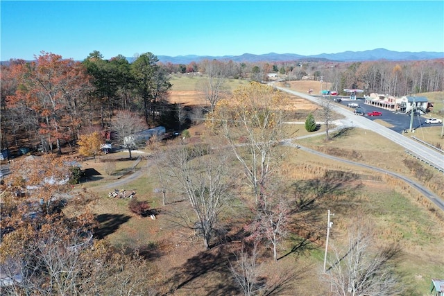 aerial view featuring a mountain view and a rural view