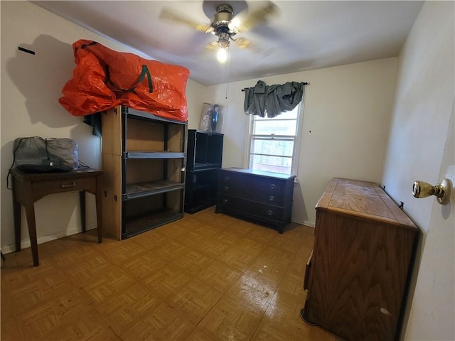 bedroom featuring ceiling fan