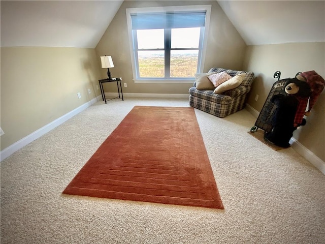 bonus room featuring carpet and vaulted ceiling