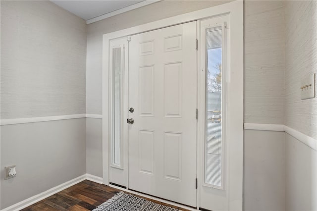 foyer with dark wood-type flooring