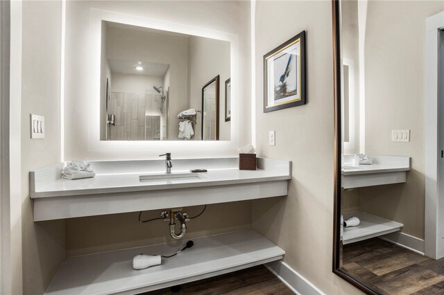 13500 Clemson Blvd Unit 2108, Seneca, SC 29678 - bathroom with wood-type flooring, walk in shower, and sink