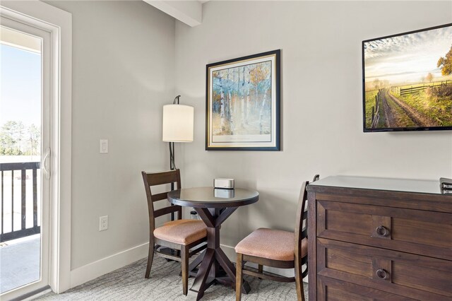 view of carpeted dining room